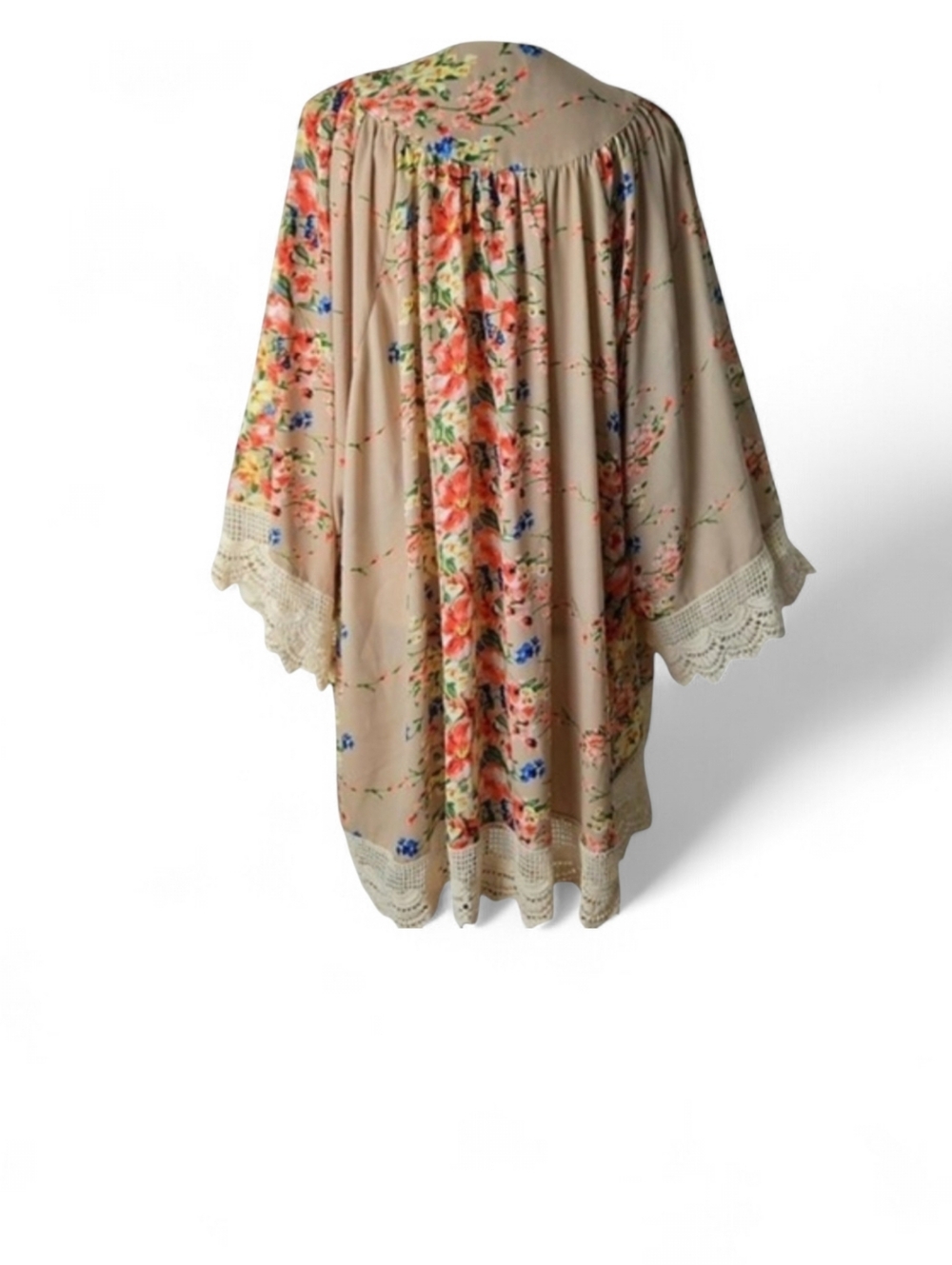 Umgee Floral Print Lace Trim Kimono – M/L - Picture 4 of 7